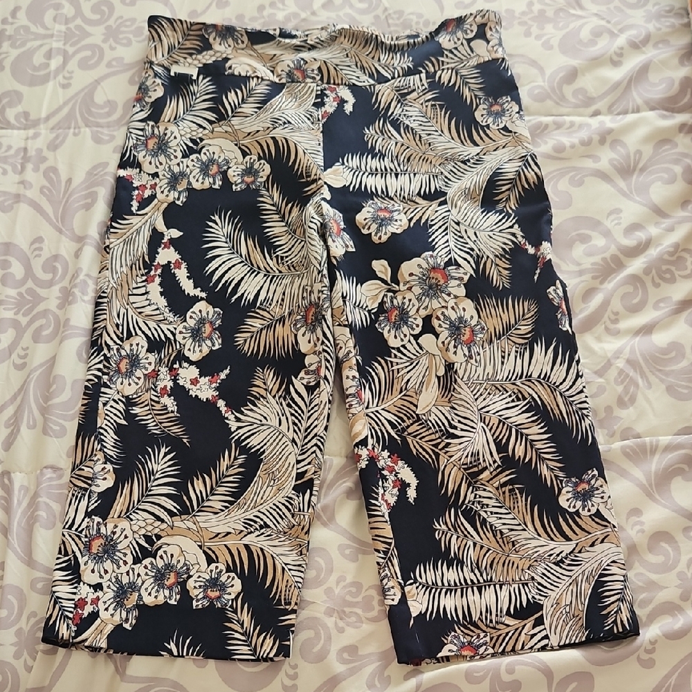 KATE PARK capris Stretchy PM Tropical Feel Spring Ready Black Beige Red